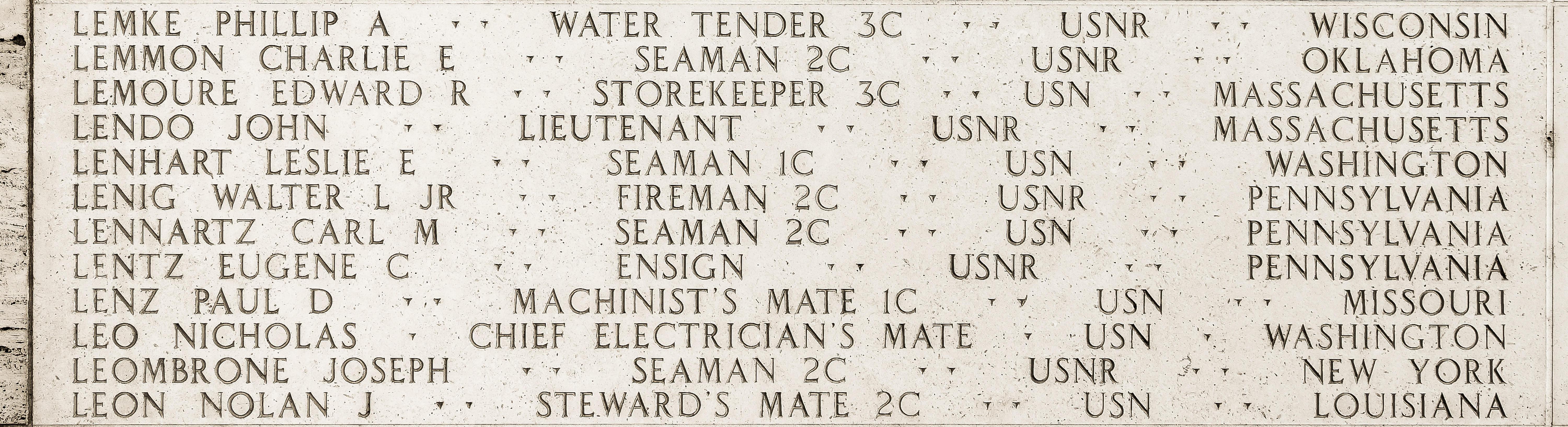 Edward R. Lemoure, Storekeeper Third Class